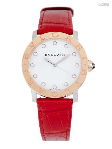 BULGARI REF BB P 37SG A STAINLESS STEEL, 18CT ROSE GOLD AND ...