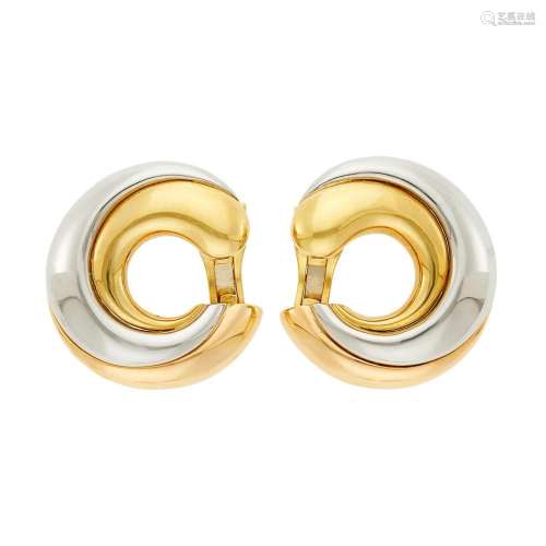 Cartier Pair of Tricolor Gold Earrings, France
