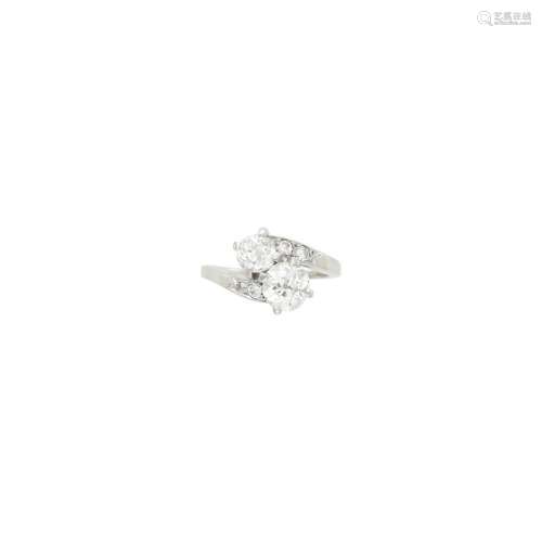 White Gold and Diamond Crossover Ring