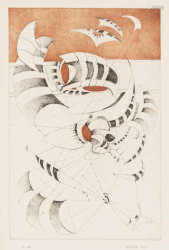 Lee Bontecou UNTITLED (WISH WELL!) (SPARKS 10) Color etching...