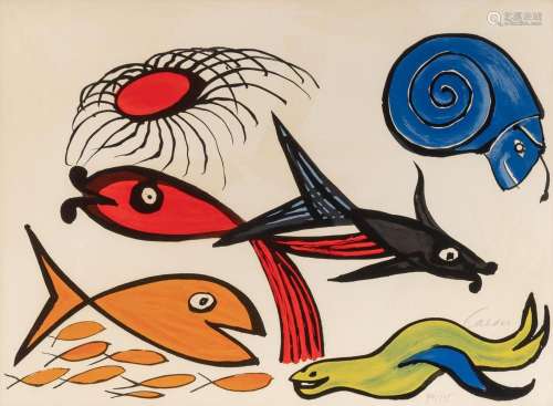 Alexander Calder SEA CREATURES Color lithograph, from Our Un...