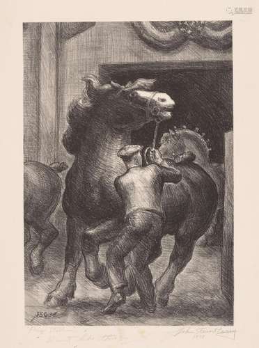 John Steuart Curry PRIZE STALLION (COLE 31) Lithograph, unfr...