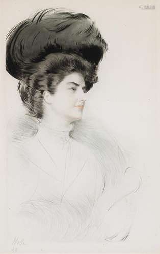 Paul-César Helleu JEUNE FEMME EN BUSTE, DE PROFIL À DROITE C...