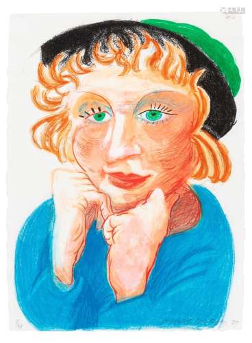 David Hockney CELIA WITH GREEN HAT (M.C.A.T. 268) Color lith...