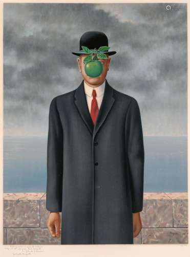 After Rene Magritte LE FILS DE L HOMME Color lithograph, fra...