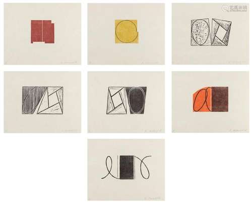 Robert Mangold SEVEN ORIGINAL WOODCUTS Set of 7 woodcuts and...