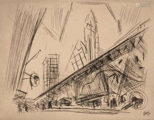 John Marin DOWNTOWN NEW YORK, THE EL (ZIGROSSER 134) Etching...