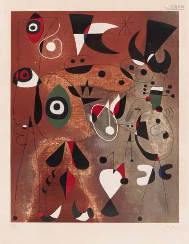 After Joan Miró FEMME, OISEAUX ET ÉTOILE Color lithograph, f...