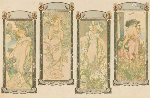 Alphonse Mucha LES FLEURS (SEE RENNERT/WEILL 49) Color litho...