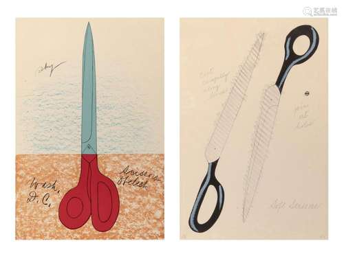 Claus Oldenburg SCISSORS AS MONUMENT; SCISSORS TO CUT OUT (A...