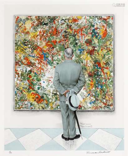 Norman Rockwell THE CONNOISSEUR Color collotype, framed