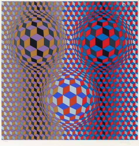 Victor Vasarely NEBULUS II Color screenprint, framed