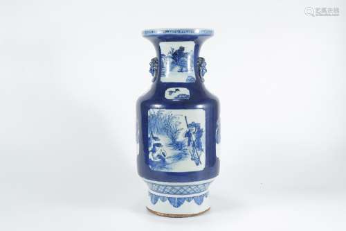 19世紀 青花漁翁瓶