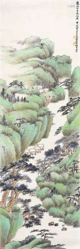 1865-1949 萧俊贤  青绿山水 设色纸本 立轴