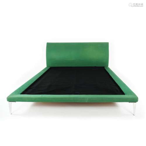 An Italian green fabric coated bed, Cappellini