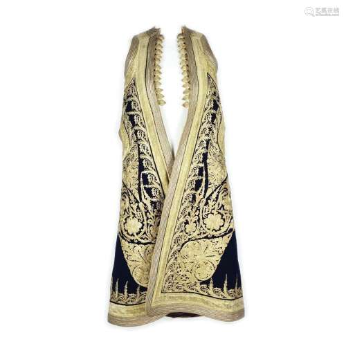 An ethnic black cloth vest with golden embroidery