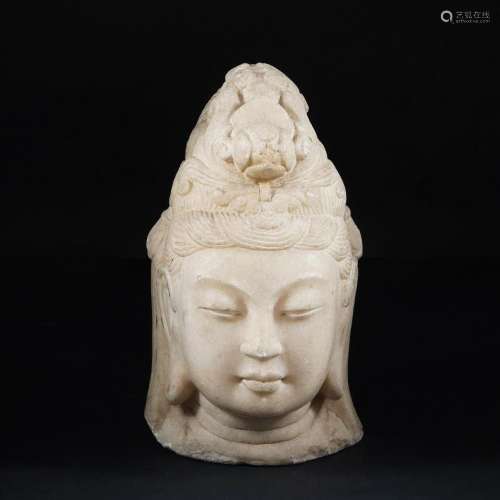 An Oriental white marble head of Buddha, 19th century