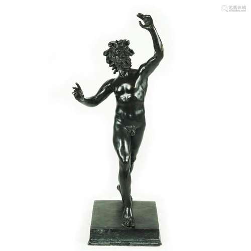 A patinated bronze figure of the Dancing Faun after the anti...