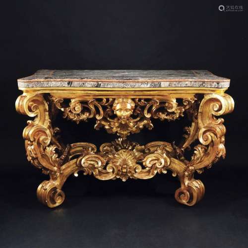 A Roman richly carved gilt wood console, 18th century
