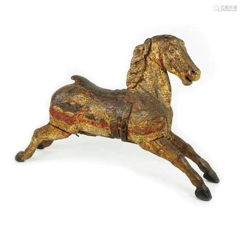 A polychrome wood carousel horse, 19th century