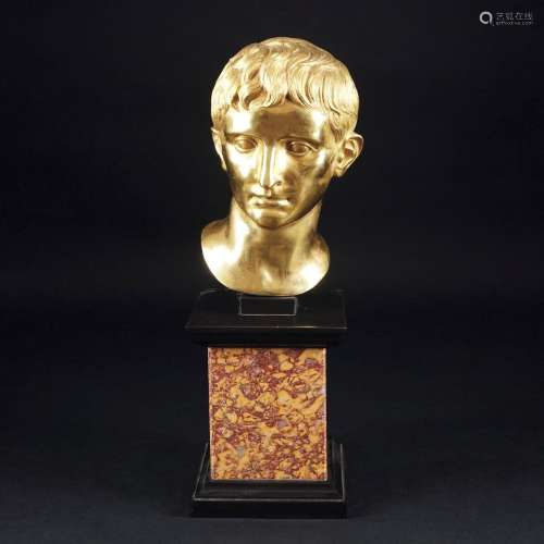 A gilt bronze head of Julius Caesar