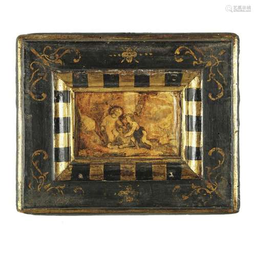 A pair of Sienese ebonized and gilt wood frames, 16th centur...