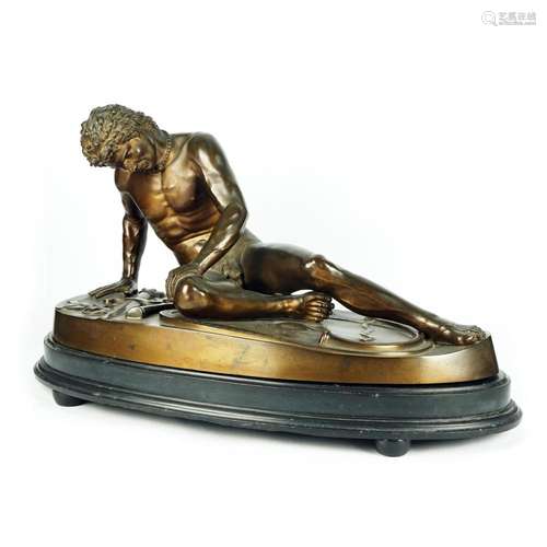 A patinated bronze figure of Dying Gaul after the antique, 1...