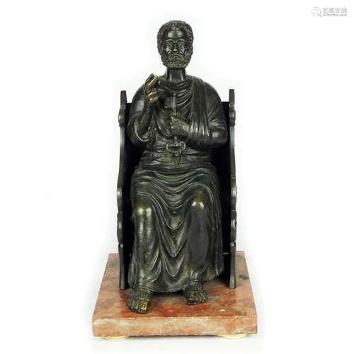 A patineted bronze figure of San Pietro in Cattedra, 19th ce...