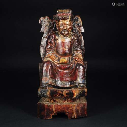 3 Chinese polychrome and gilt wood figures of divinities, 19...