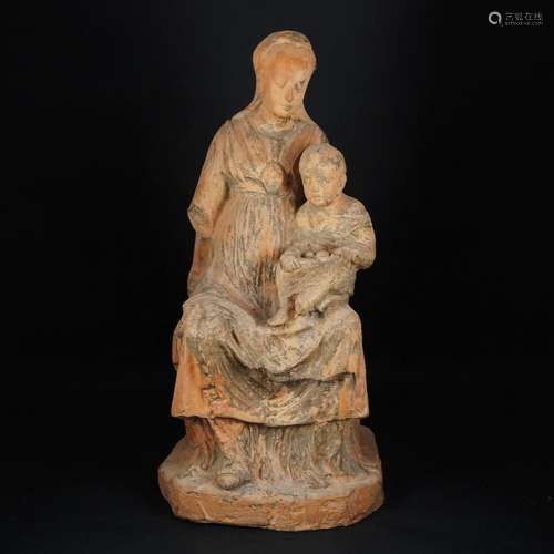 A terracotta figure of the Virgin and Child, 19th century