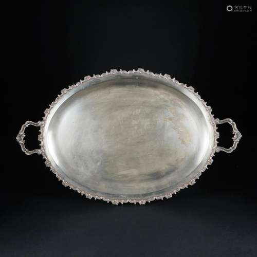 An 800/1.000 silver two-handled oval tray