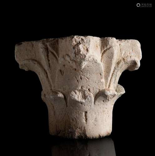 Gothic capital; Spain, 14th century. Carved limestone. Wear ...
