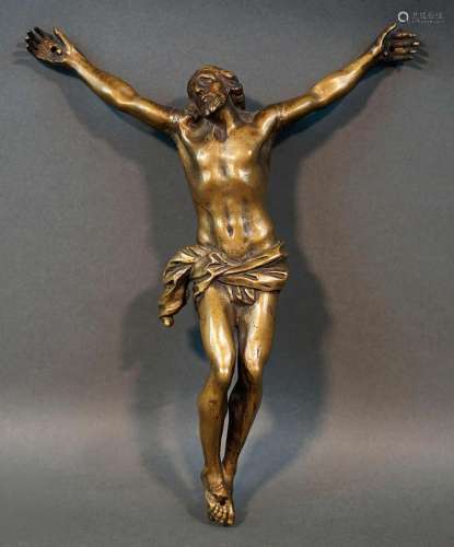 17th century Italian school. Cristo. Chiseled bronze. Old re...