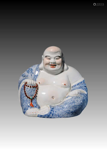 Zhu Maoji made a blue-and-white Maitreya statue