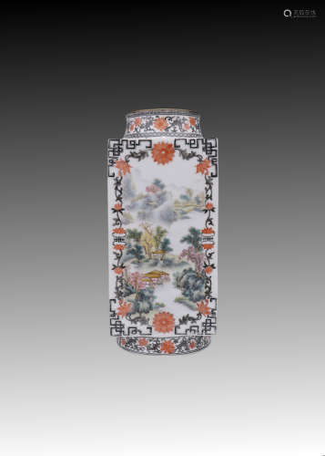 pastel landscape pattern vase