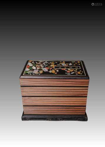 Red Sandalwood Embedded Hundred Treasures Study Cover Box