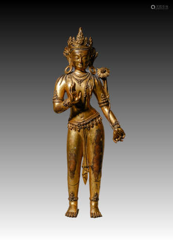 Gilt bronze standing statue of Tara
