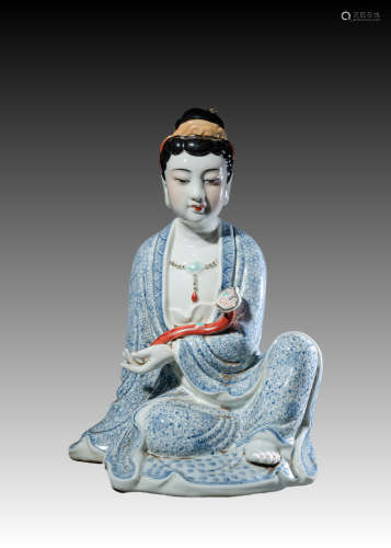 Blue and white statue of Avalokitesvara