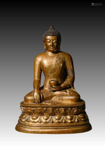 Gilt bronze statue of Medicine Buddha