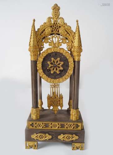 REGENCY ORMOLU & POLISHED STEEL MANTEL CLOCK