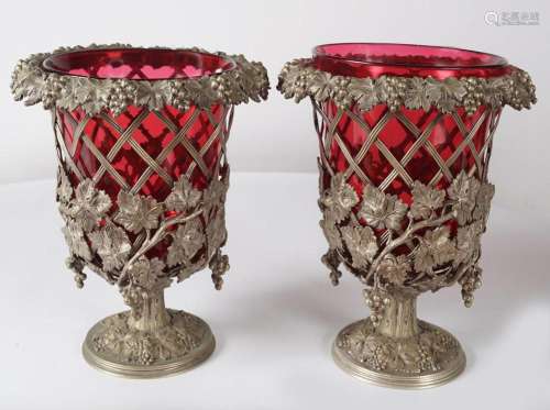 PAIR 19TH-CENTURY SILVER PLATED WINE COOLERS