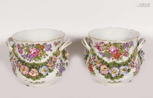 PAIR OF FRENCH PORCELAIN JARDINIERES