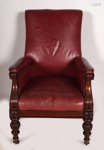 IRISH HIDE UPHOLSTERED LIBRARY CHAIR