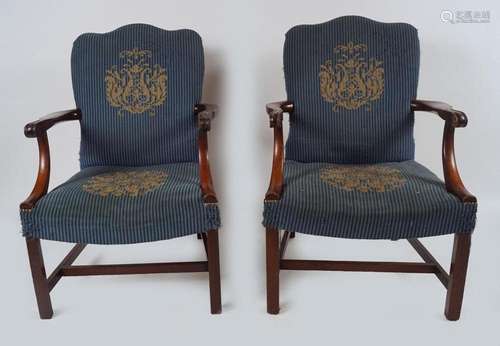 PAIR 19TH-CENTURY MAHOGANY GAINSBOROUGH CHAIRS