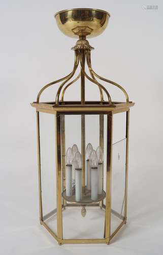 EDWARDIAN BRASS HALL LANTERN