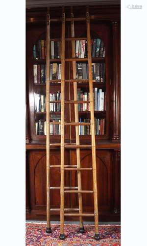 PAIR 19TH-CENTURY BAMBOO LIBRARY LADDERS