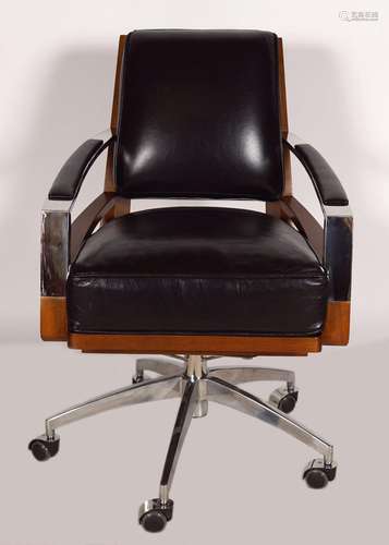 MID-CENTURY REVOLVING LEATHER DESK CHAIR