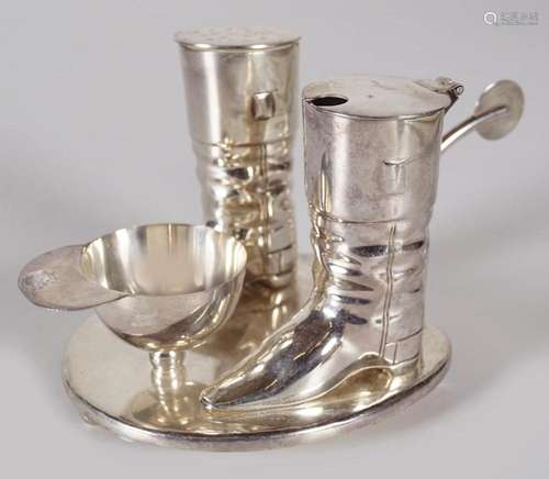 NOVELTY SILVER PLATE CONDIMENT SET