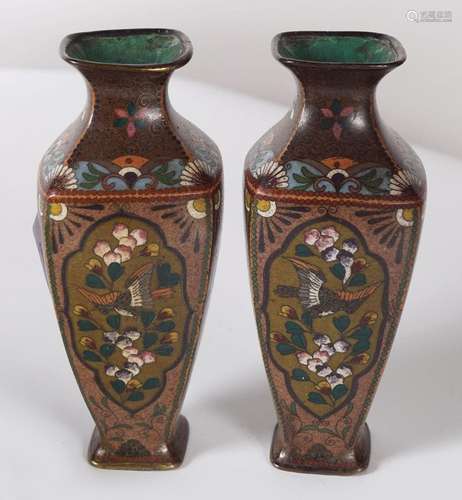 PAIR 19TH-CENTURY JAPANESE CLOISONNE VASES