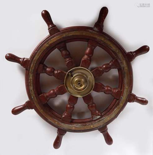 19TH-CENTURY BRASS BOUND SHIP'S WHEEL